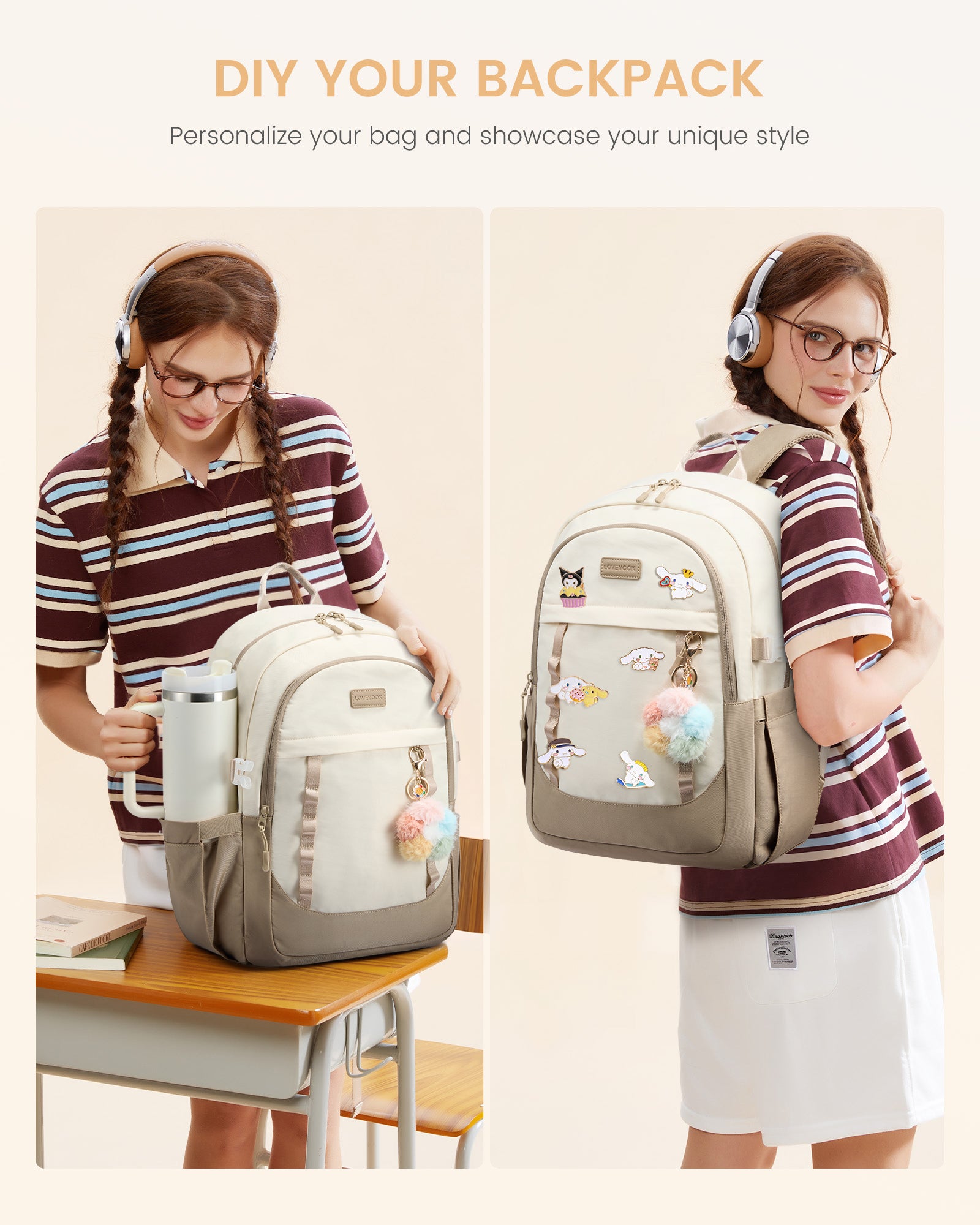 Cute School Backpack, 15.6", 5010