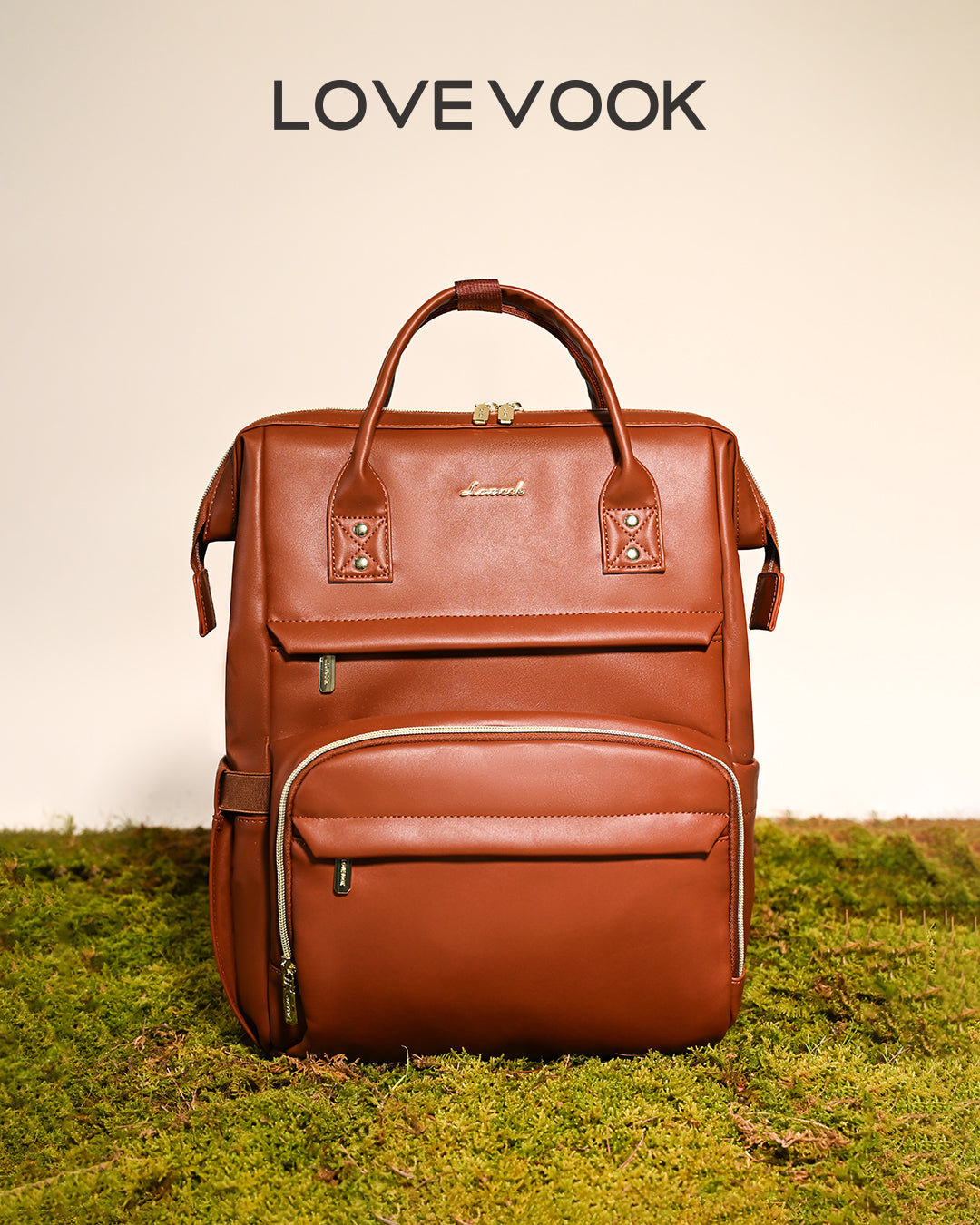 LOVEVOOK Leather Laptop Backpack 15.6-18 Inch Water-Resistant PU