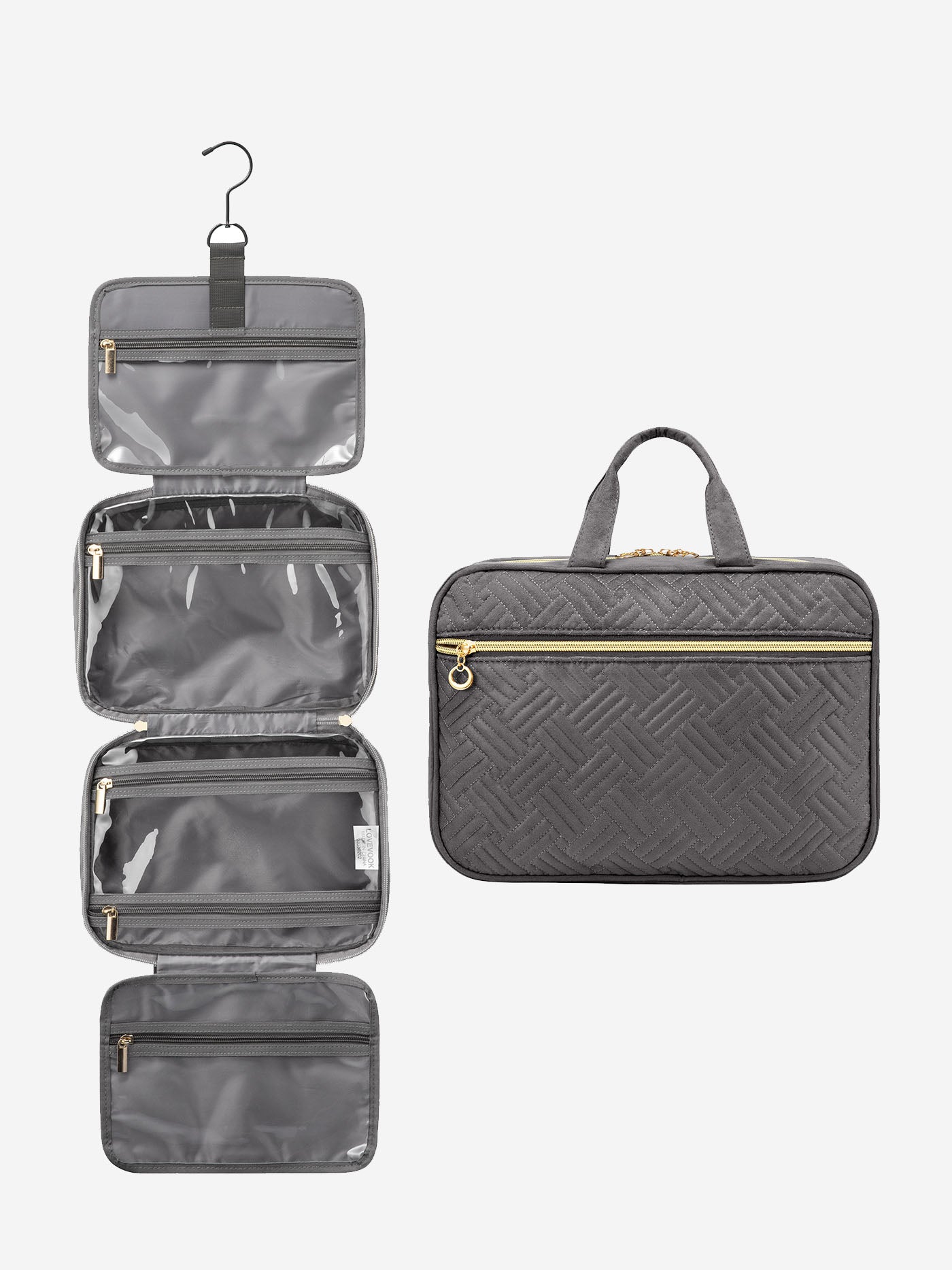 brookwood traveler hanging toiletry bag LOVEVOOK Hanging Toiletry Bag Medium with Waterproof Fabric and 360° Rotatable Hook, Gray / Large