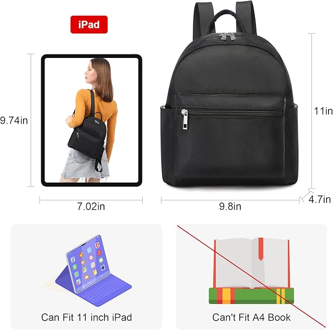 LOVEVOOK Small Backpack 11-inch iPad Compartment Waterproof Nylon