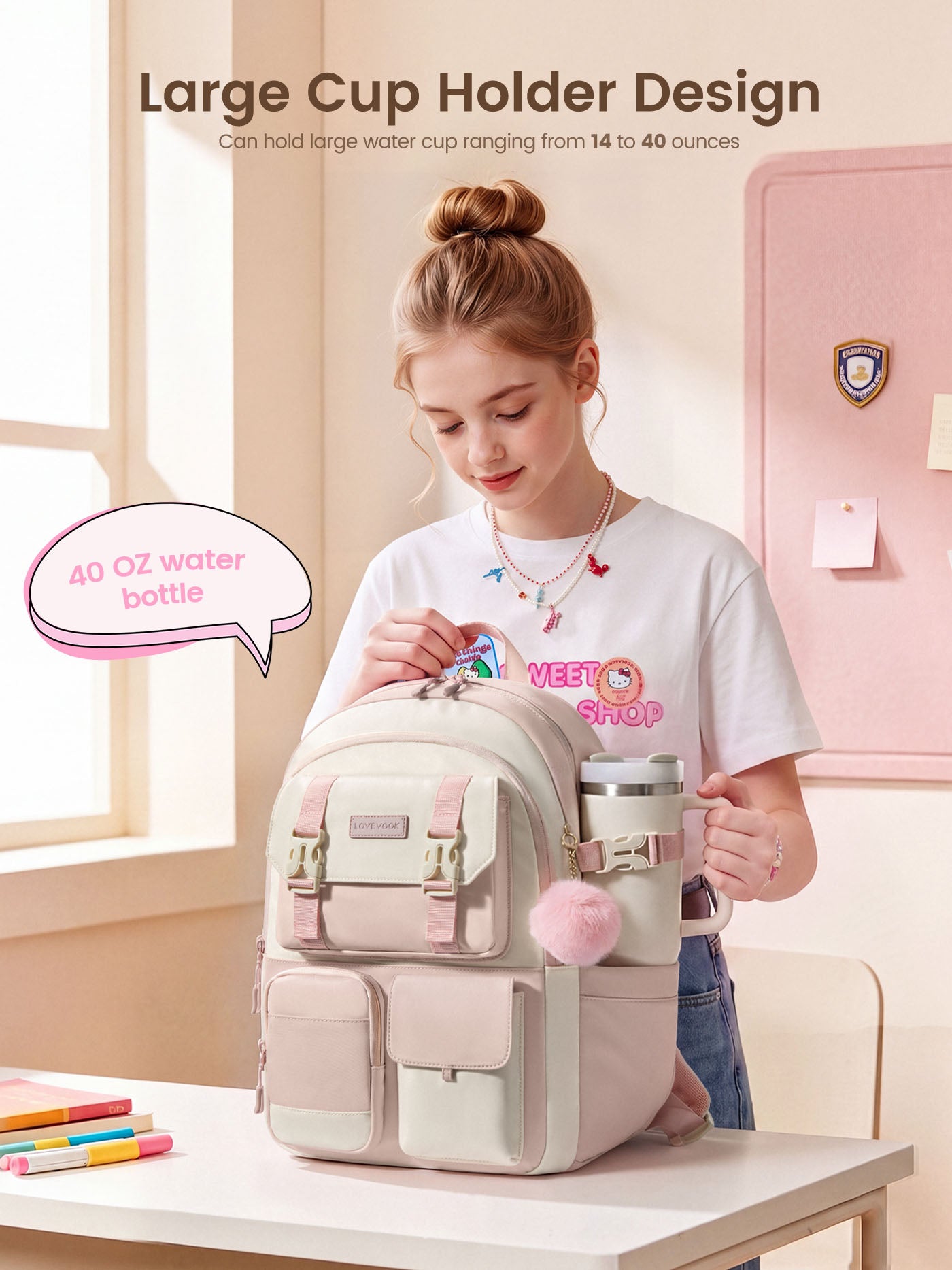 Cute School Backpack, 15.6