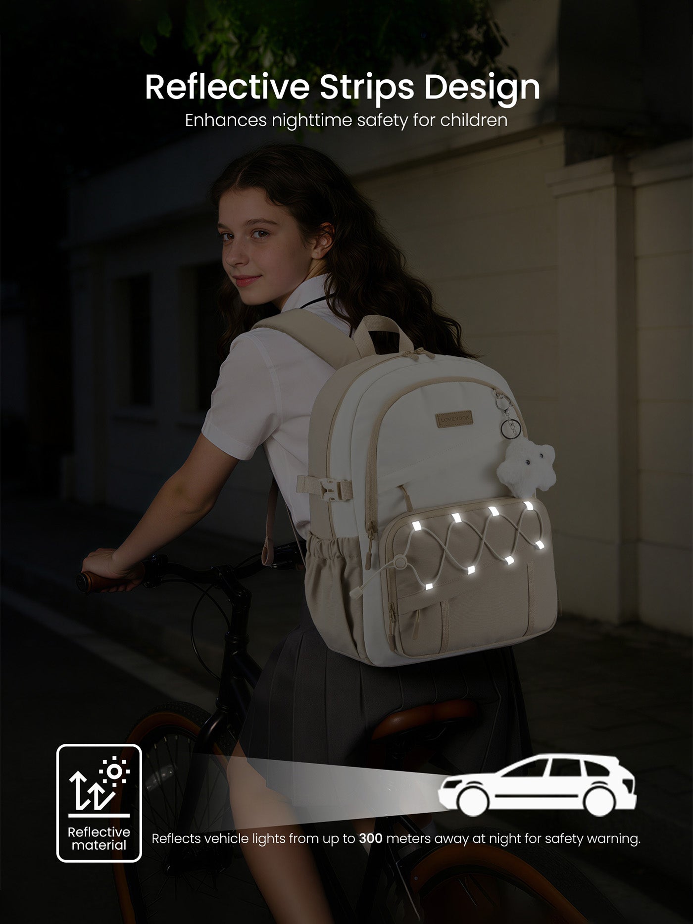 LOVEVOOK Cute School Backpack, Fits 15.6-17.3 Inch Laptops, Waterproof & Lightweight
