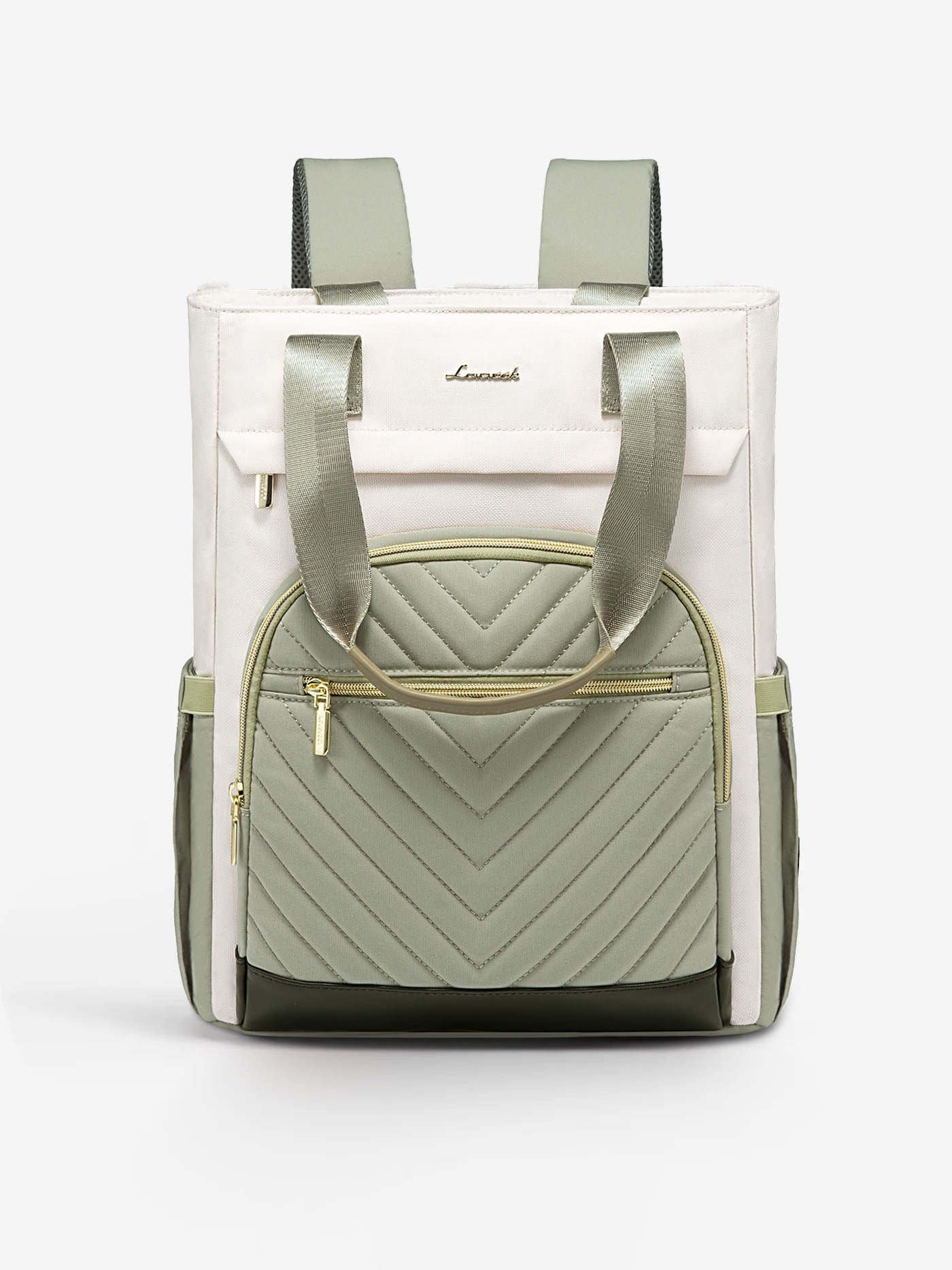 LOVEVOOK Wide Open Laptop Backpack 15.6" 17.3" with 3-in-1 Convertible Design and Multiple Compartments, Light Green / 15.6 Inch