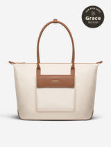 Grace Laptop Tote, Cream Brown