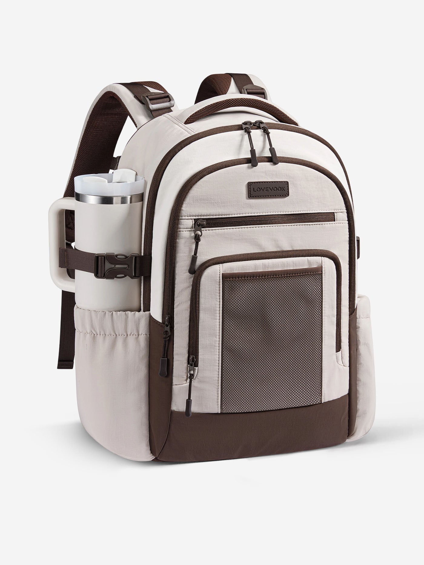backpack love rain LOVEVOOK Laptop Backpack 15.6" & 17.3" Water-Repellent Bag with Luggage Strap, 15.6 Inch / Khaki