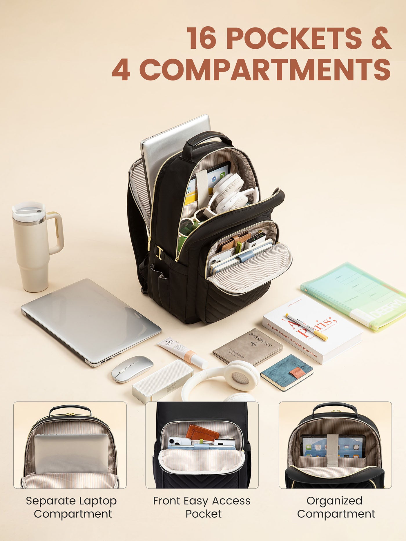 backpack with dedicated laptop compartment 15.6