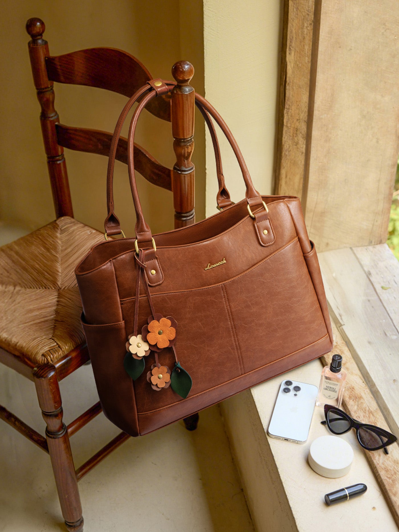 Leather Vintage Tote Bag 15.6" 17.3"