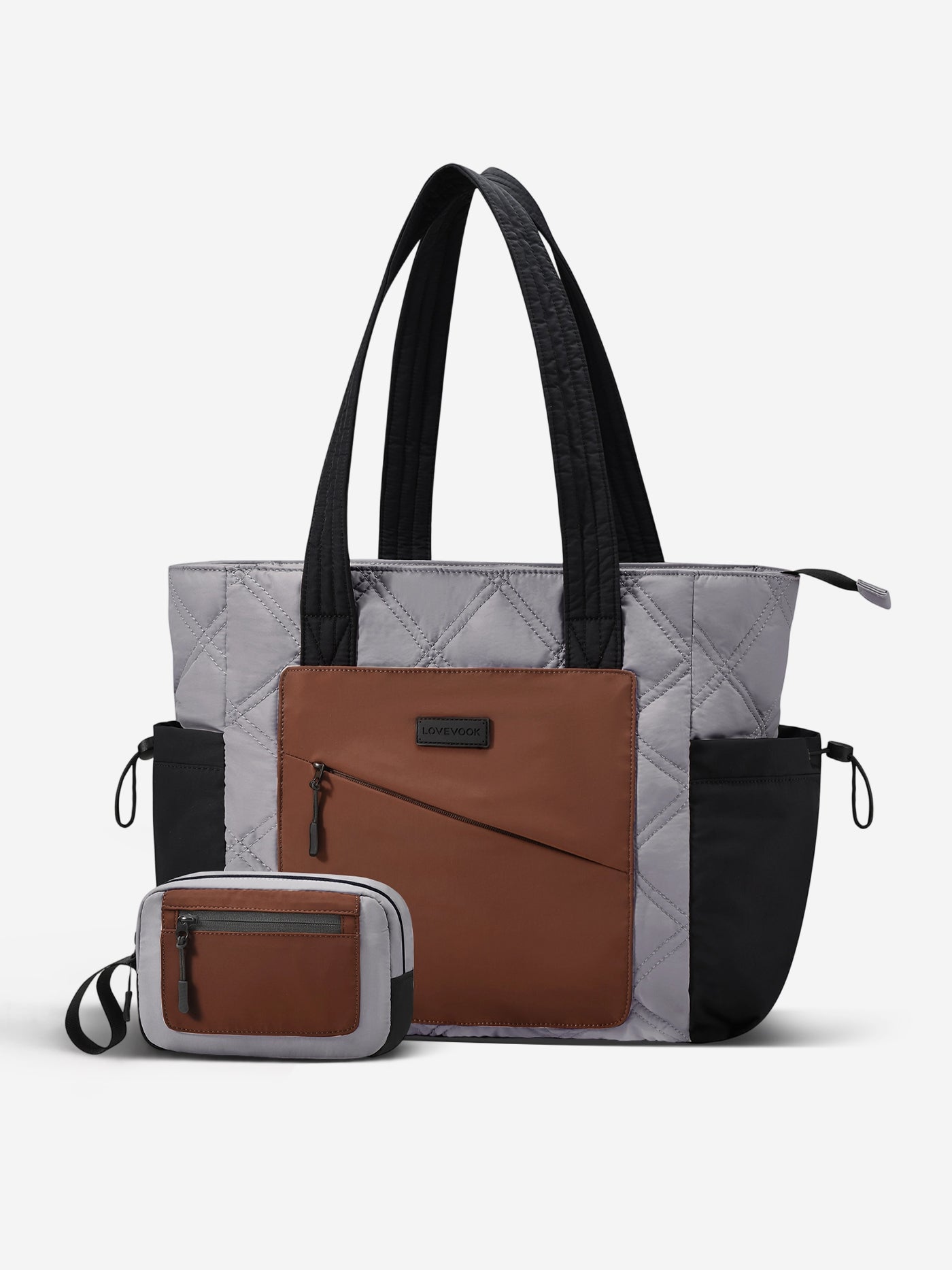 2Pcs Quilted Puffer Tote Bag, 15.6" 17.3"