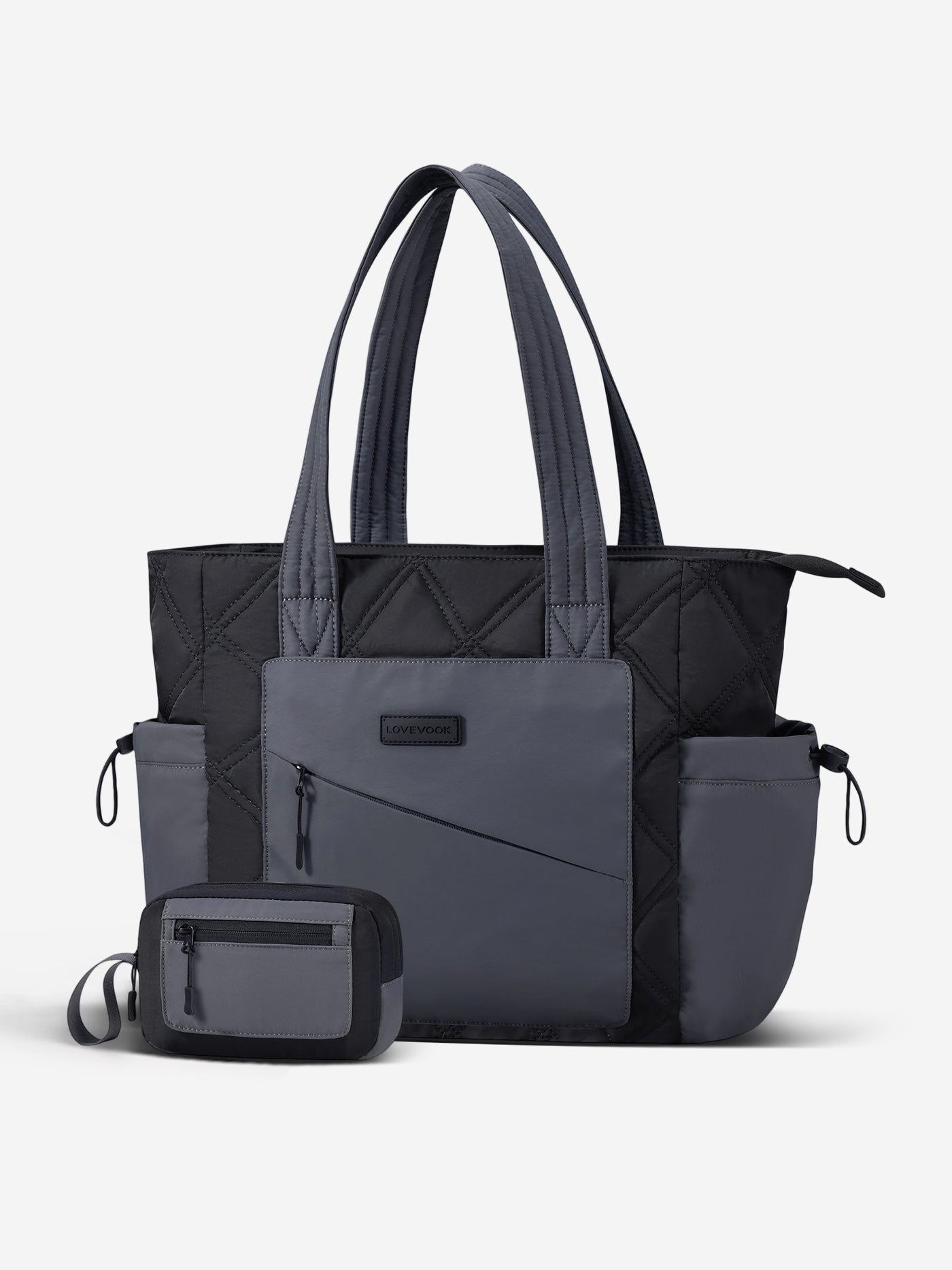 2Pcs Quilted Puffer Tote Bag, 15.6" 17.3"