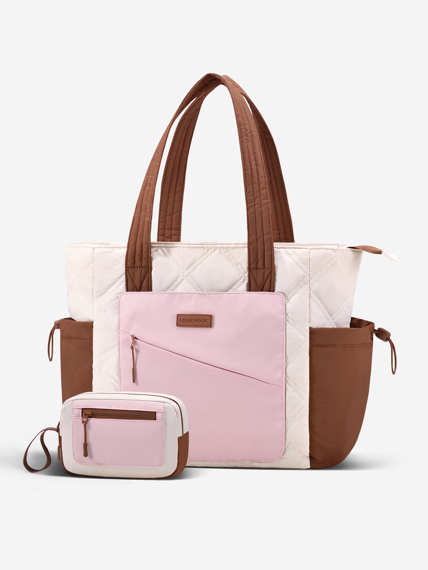 2Pcs Quilted Puffer Tote Bag, 15.6" 17.3"