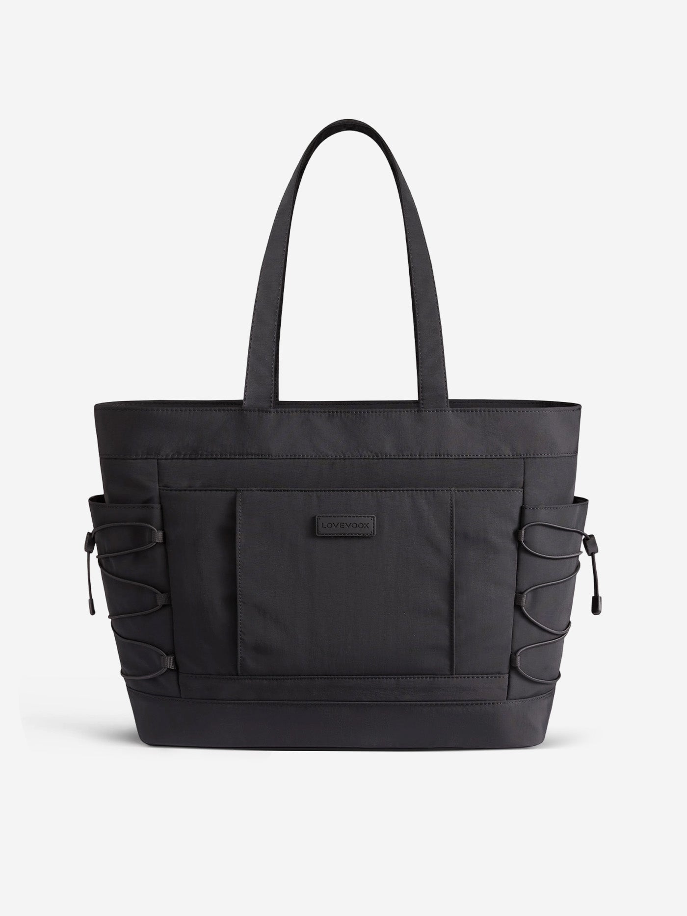 LOVEVOOK Puffer Laptop Tote Bag, Fits 15.6-17.3 Inch Laptops, Water-Resistant with Tumbler Pocket, Black / 15.6 Inch