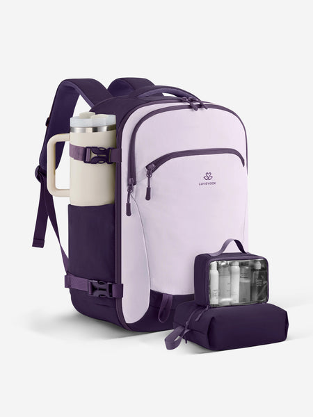 LOVEVOOK Travel Backpack 40L-50L, Fits 17.3 Inch Laptops, Airline-Approved and TSA-Friendly, Purple / 40L
