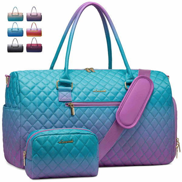 LOVEVOOK Gradient colors Gym Duffel Bag, Travel Weekender Bag for Women, with a Toiletry Bag