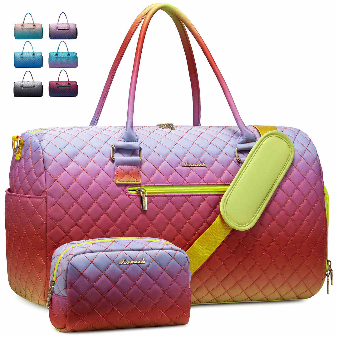 LOVEVOOK Gradient colors Gym Duffel Bag, Travel Weekender Bag for Women, with a Toiletry Bag