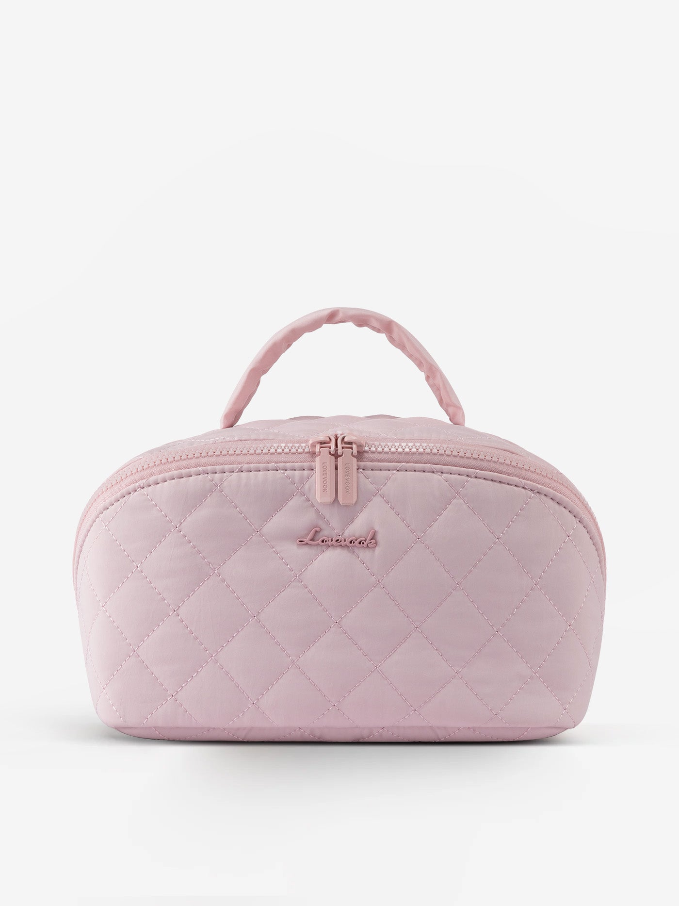 LOVEVOOK 2Pcs Travel Makeup Bag Small and Large Waterproof with 5 Compartments, Pink / Medium