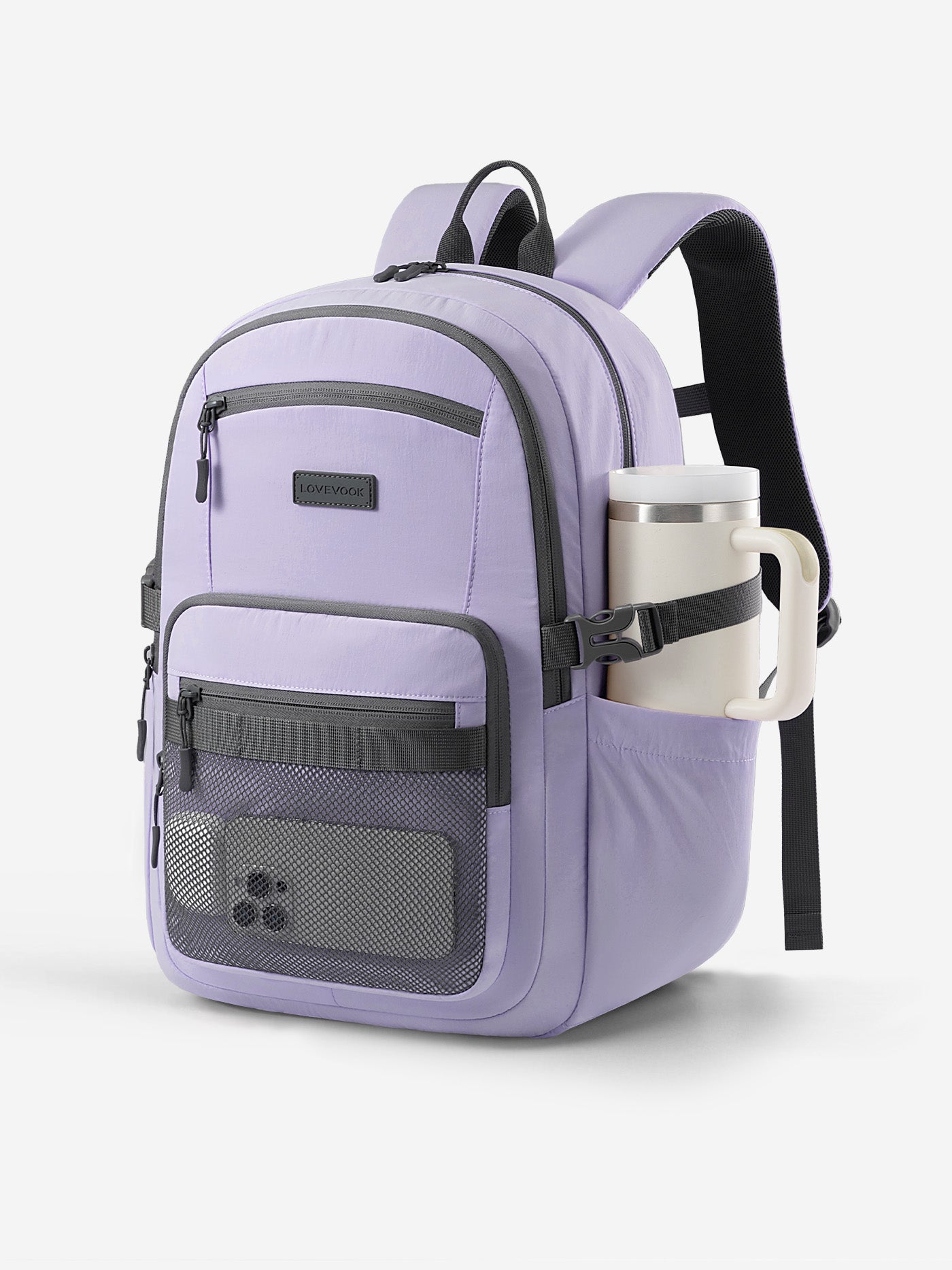 LOVEVOOK Laptop Backpack 15.6-17.3 Inch, 29L Polyester, Cup Holder, USB Port, 17.3 Inch / Purple