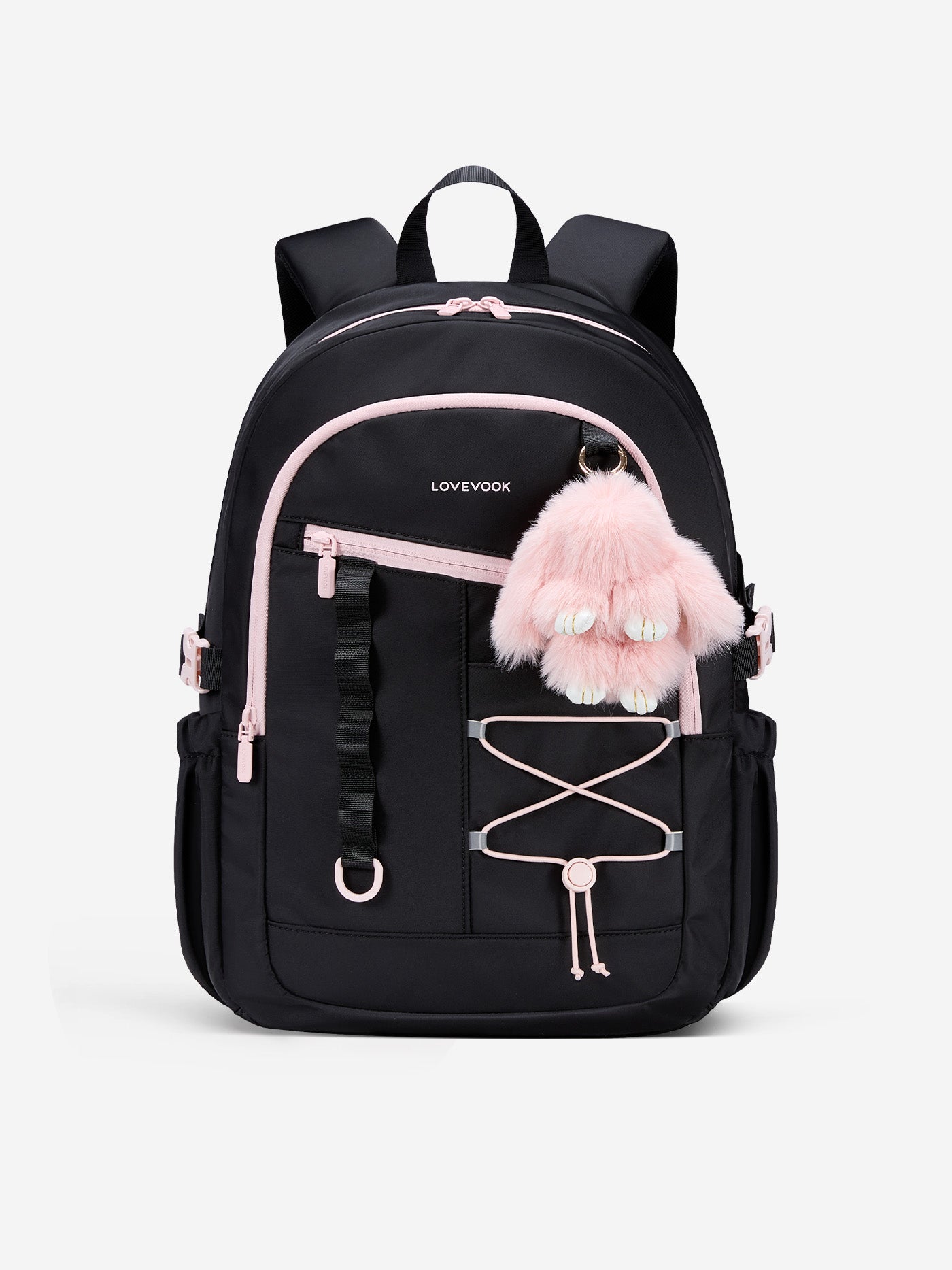LOVEVOOK School Backpack 17.3 Inch, 37L with Cushioned Laptop Compartment, Water-Resistant Nylon, 15.6 Inch without lunch box / Black