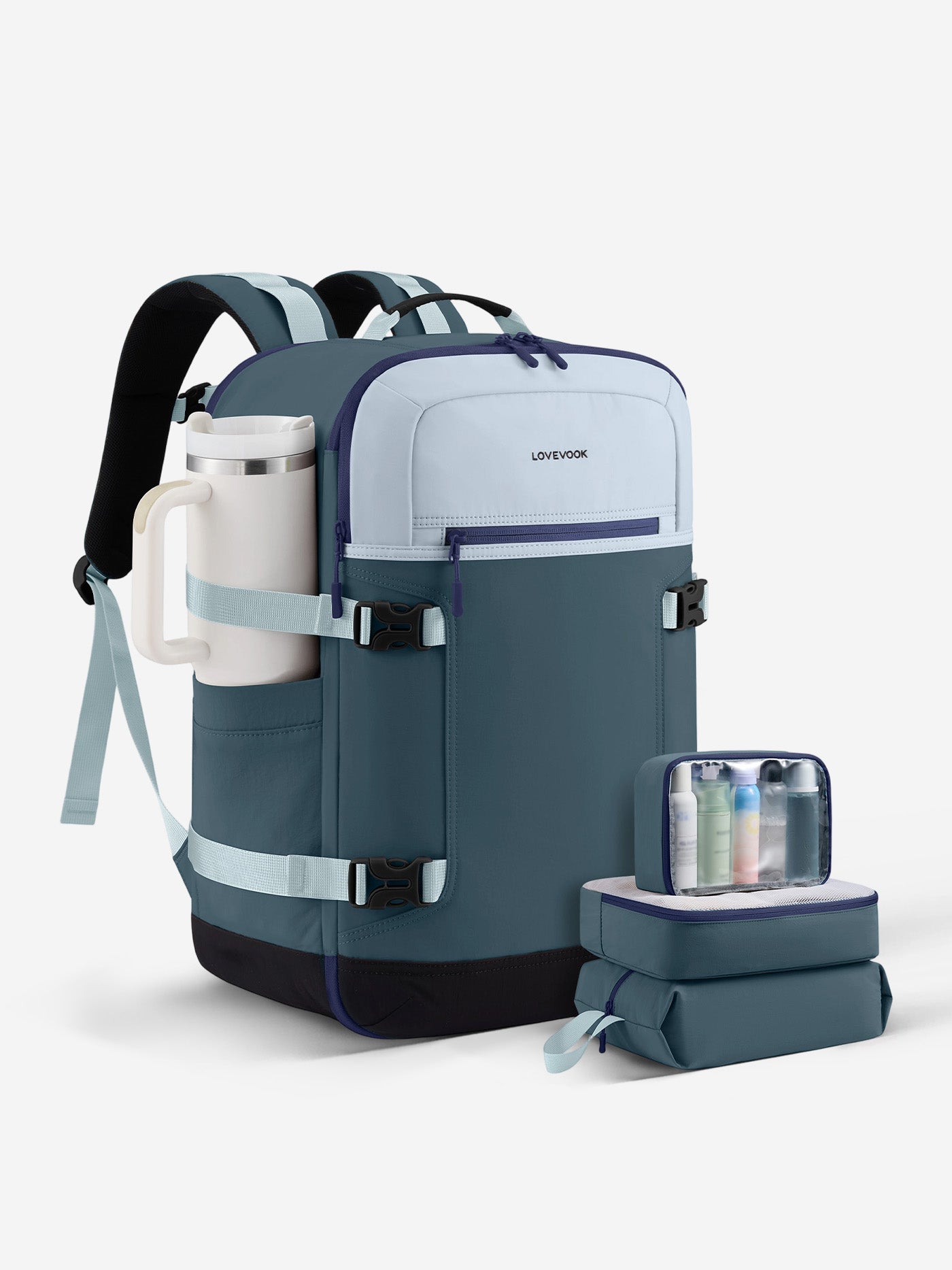 40-50l travel backpack LOVEVOOK 40L-50L, Fits 17 Inch Laptops, Airline Approved Carry-On with Packing Cubes, 40L / Blue Color:Graze Green / GRZG Yeti Daytrip 14L Tote 1 top pocket Business Premium Backpack