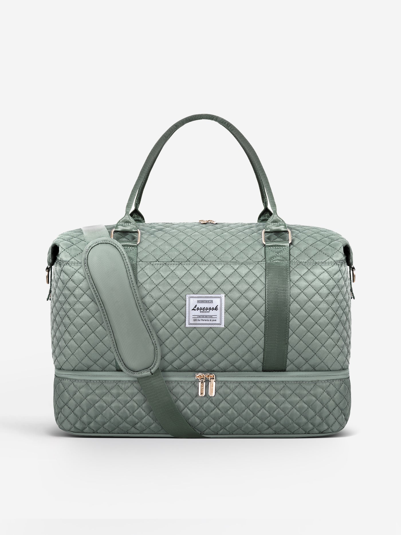 LOVEVOOK Duffel Bag Large or Extra Large with Shoe Compartment and Waterproof Pocket, Light Green / Extra Large