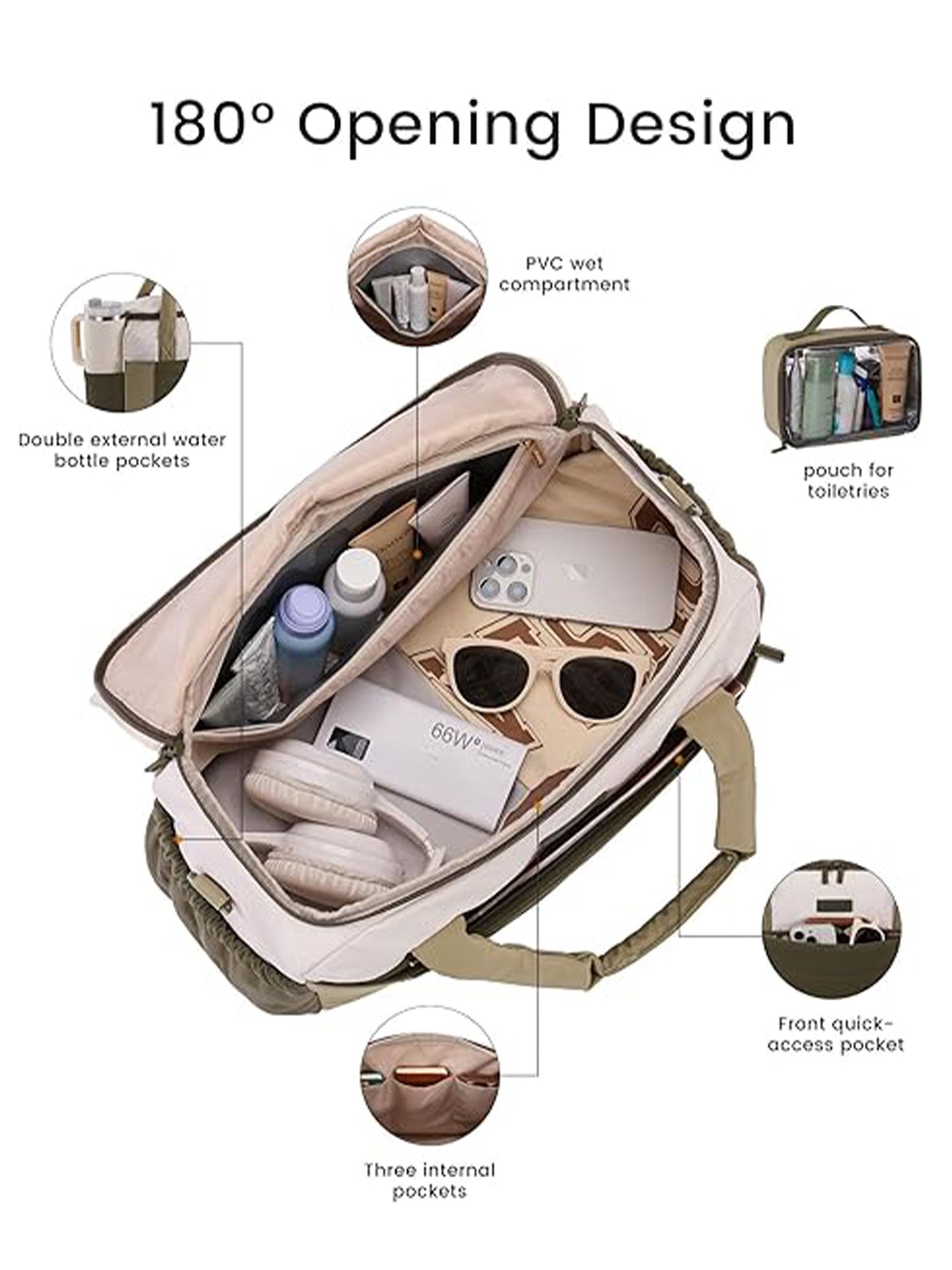LOVEVOOK Duffel Bag 26L/36L Water-Resistant with Multiple Pockets