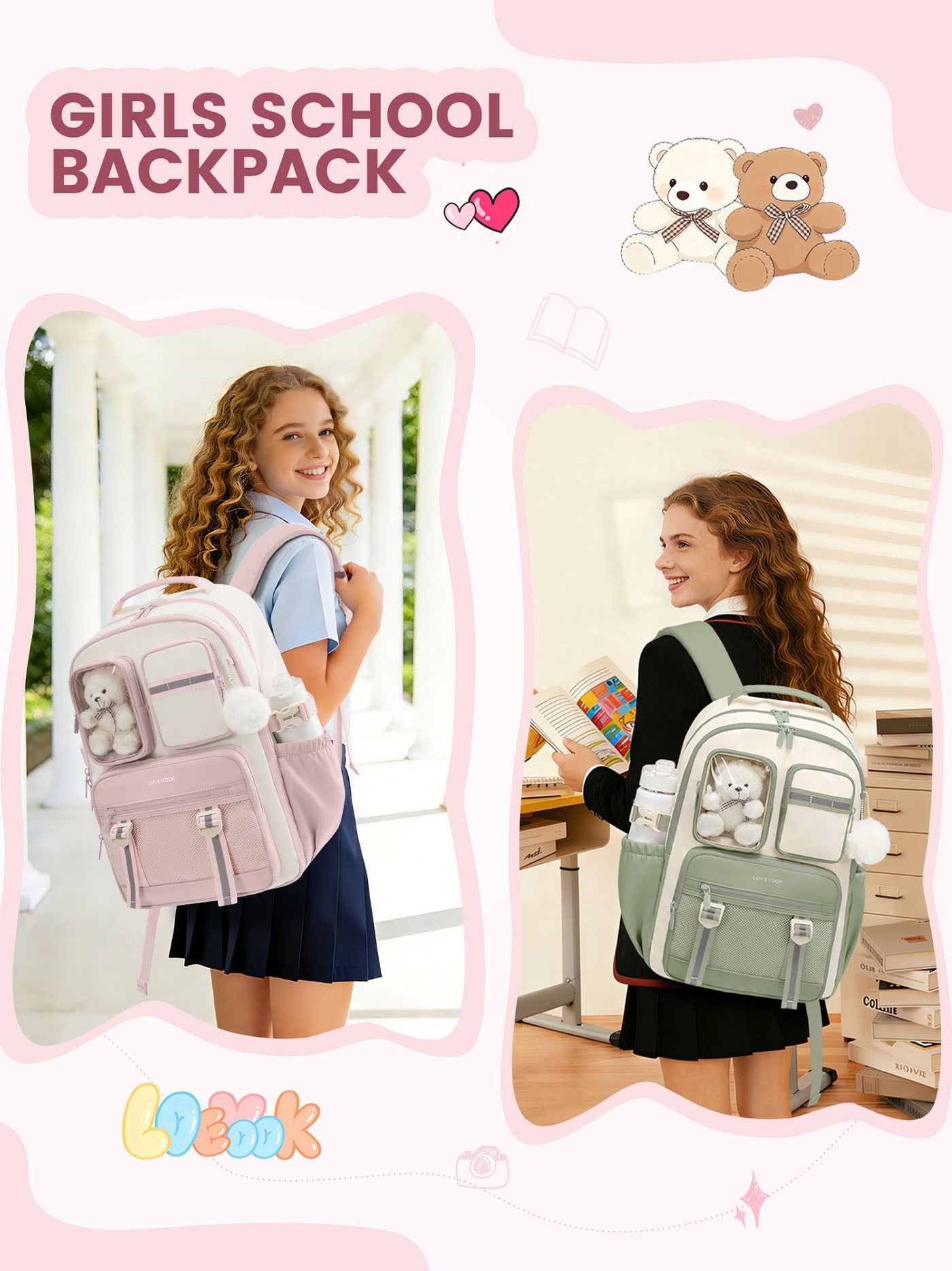 Cute School Backpack 15.6" 17.3"
