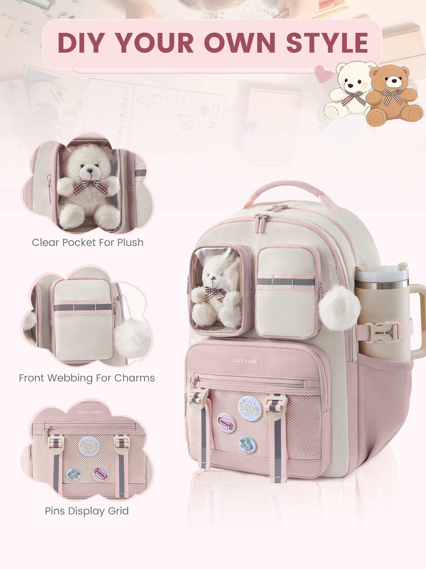 Cute School Backpack 15.6" 17.3"