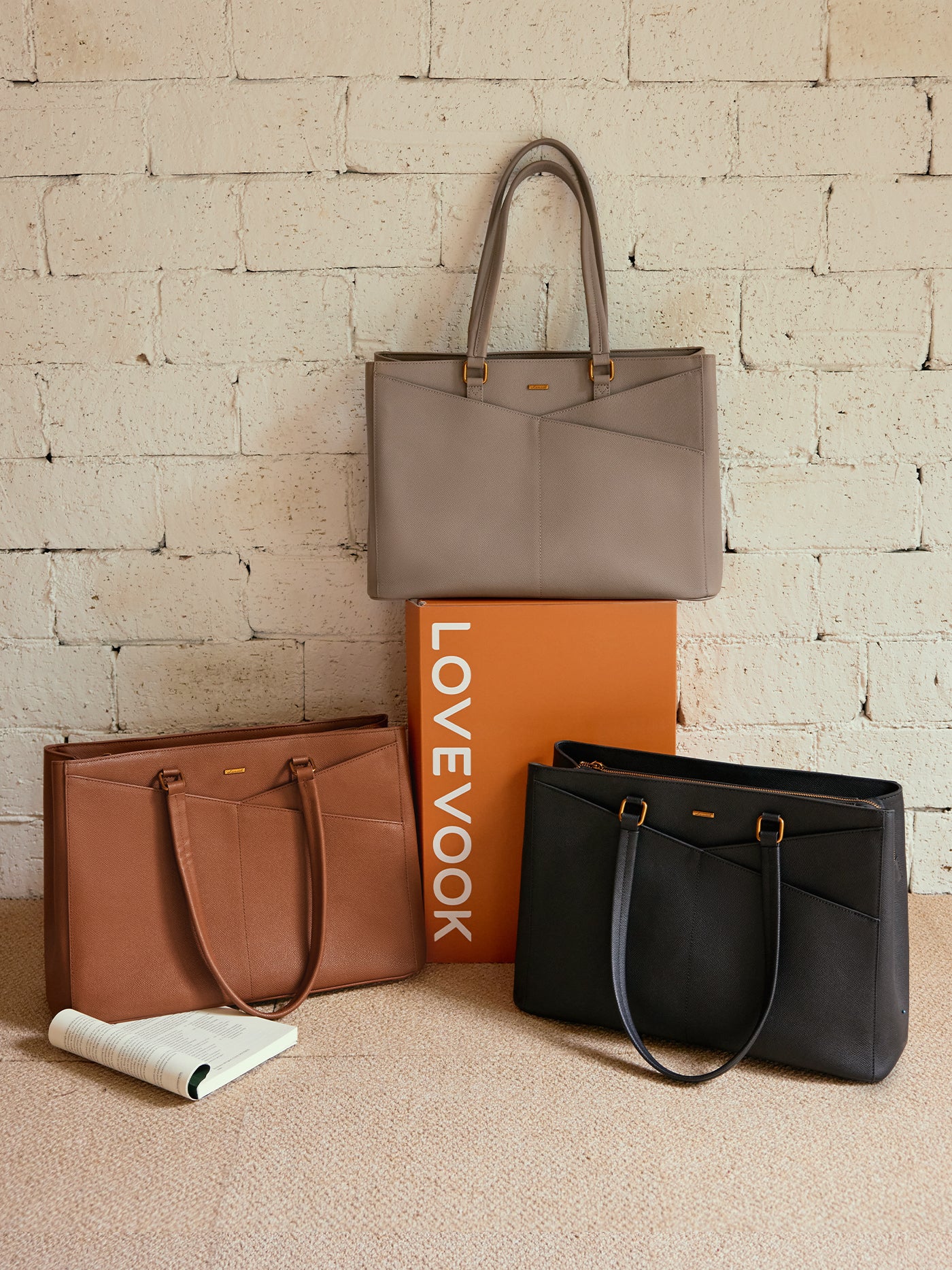 LOVEVOOK Elevate Top-Grain Leather Tote--100% Cowhide 4613