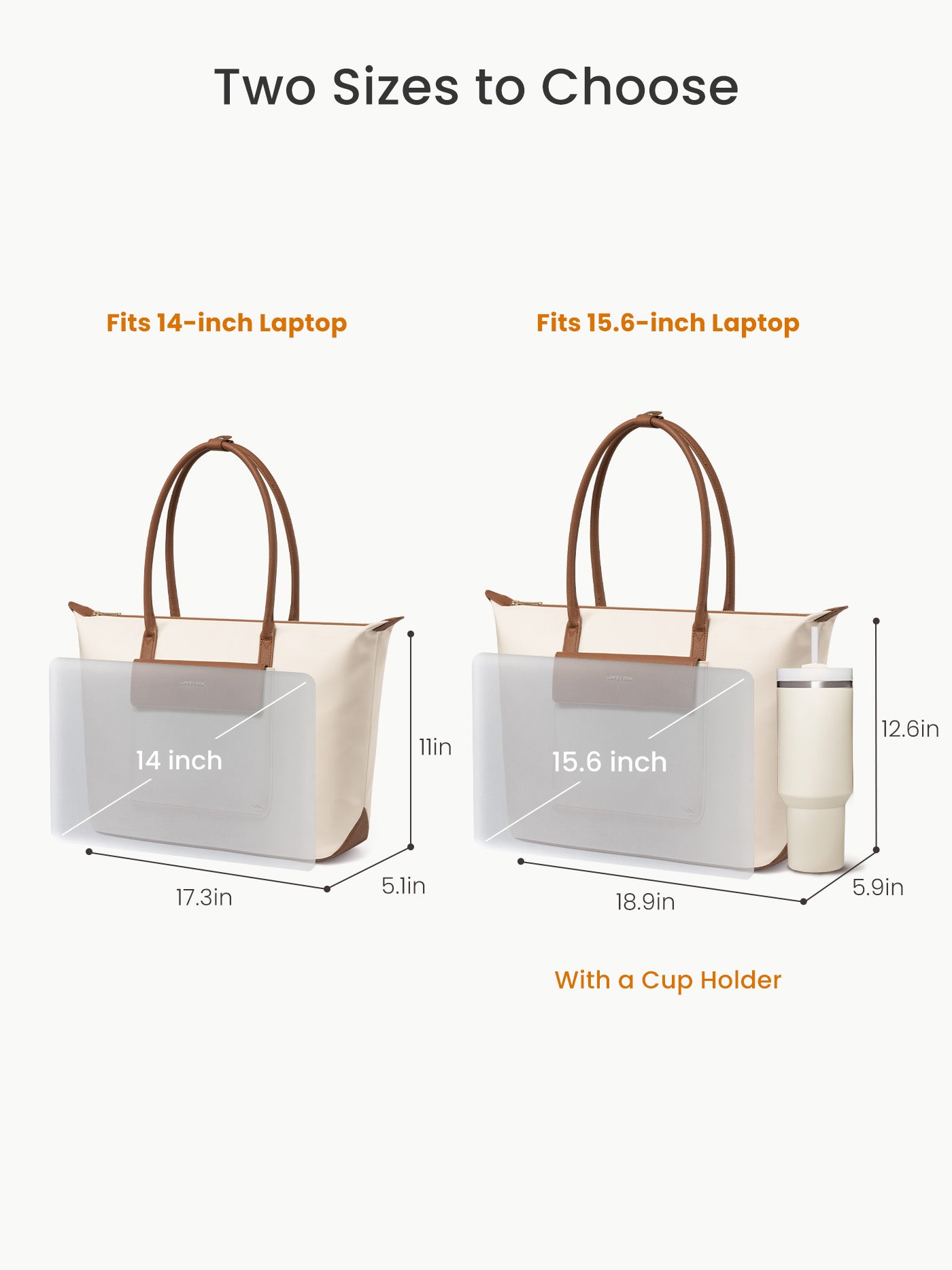 Grace Laptop Tote, Cream Brown