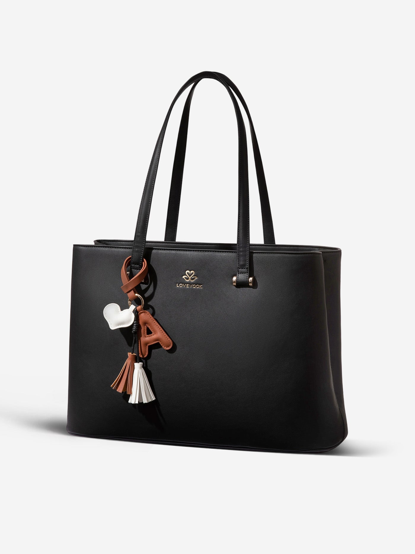 Leather Charm Laptop Tote Bag