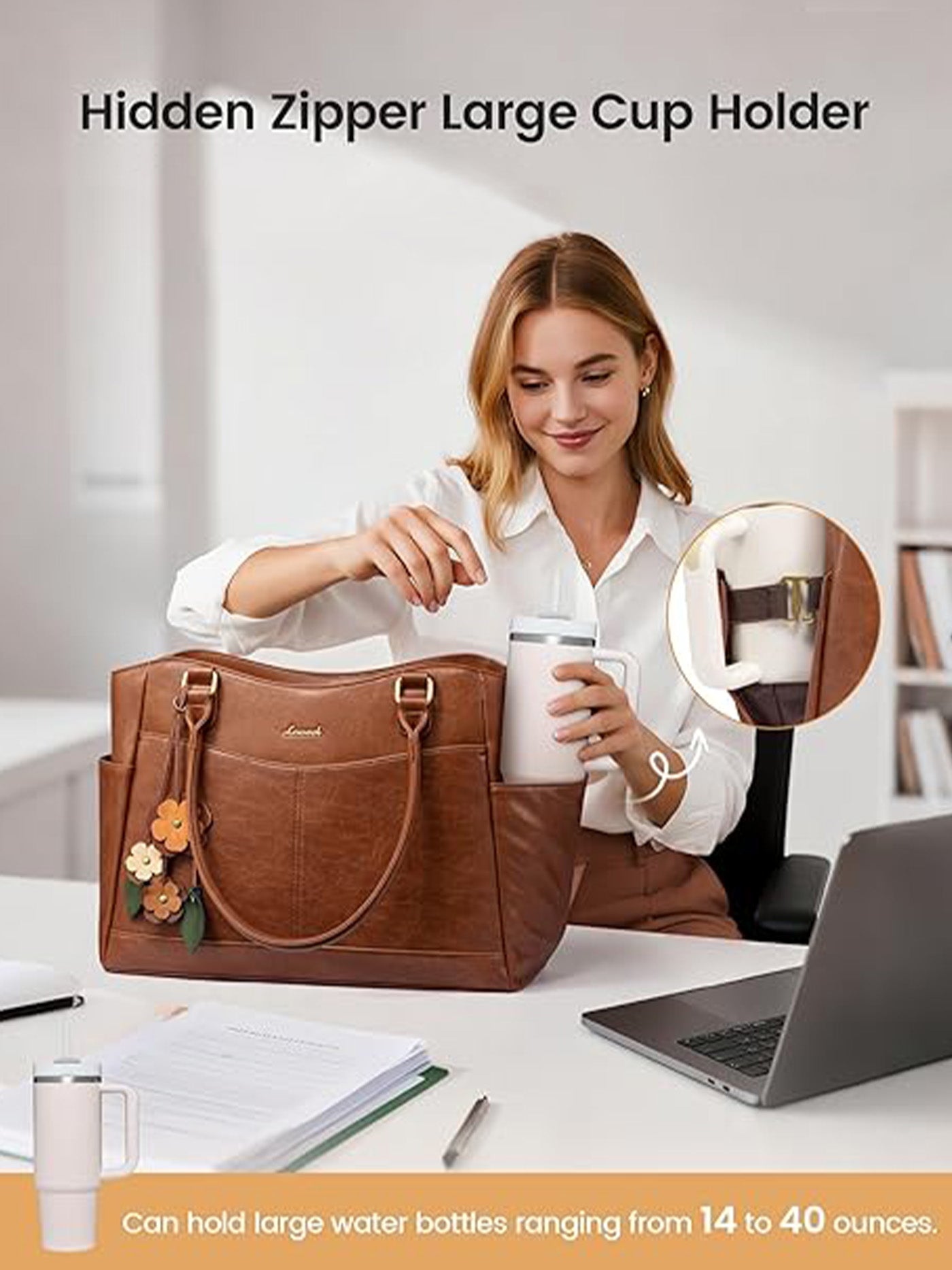 Leather Vintage Tote Bag 15.6" 17.3"