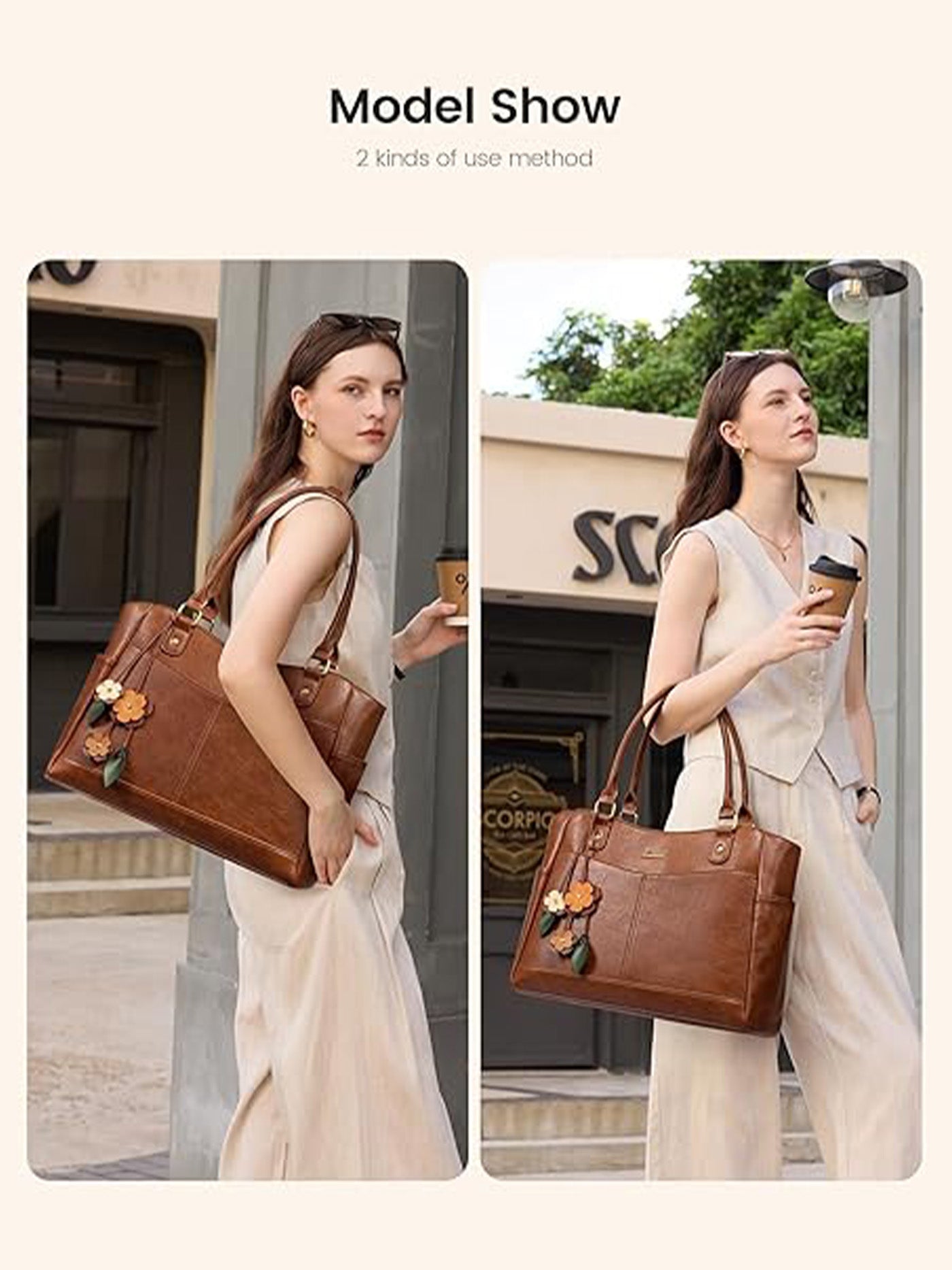 Leather Vintage Tote Bag 15.6" 17.3"