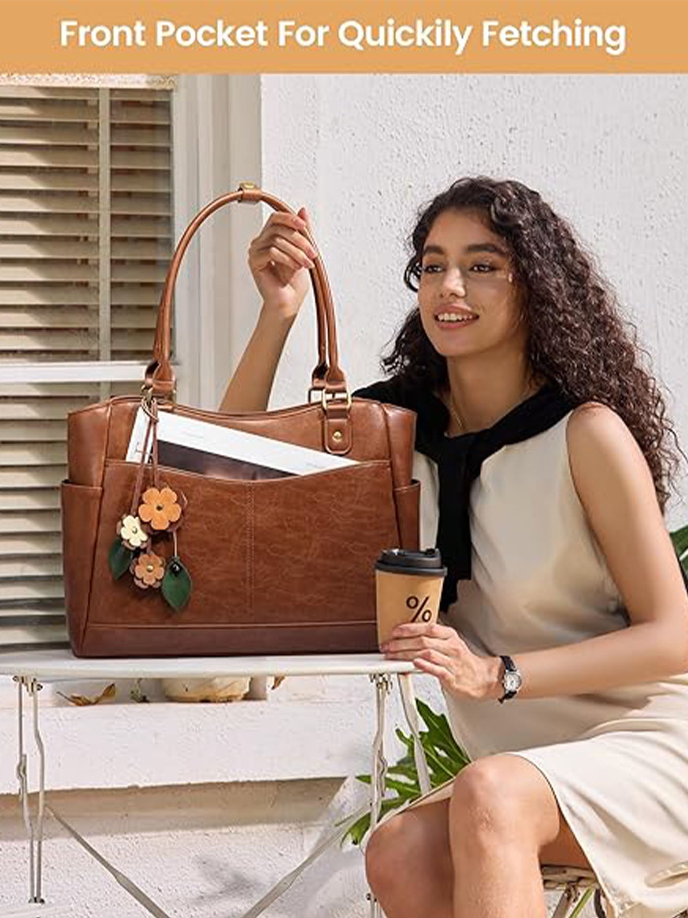 Leather Vintage Tote Bag 15.6" 17.3"