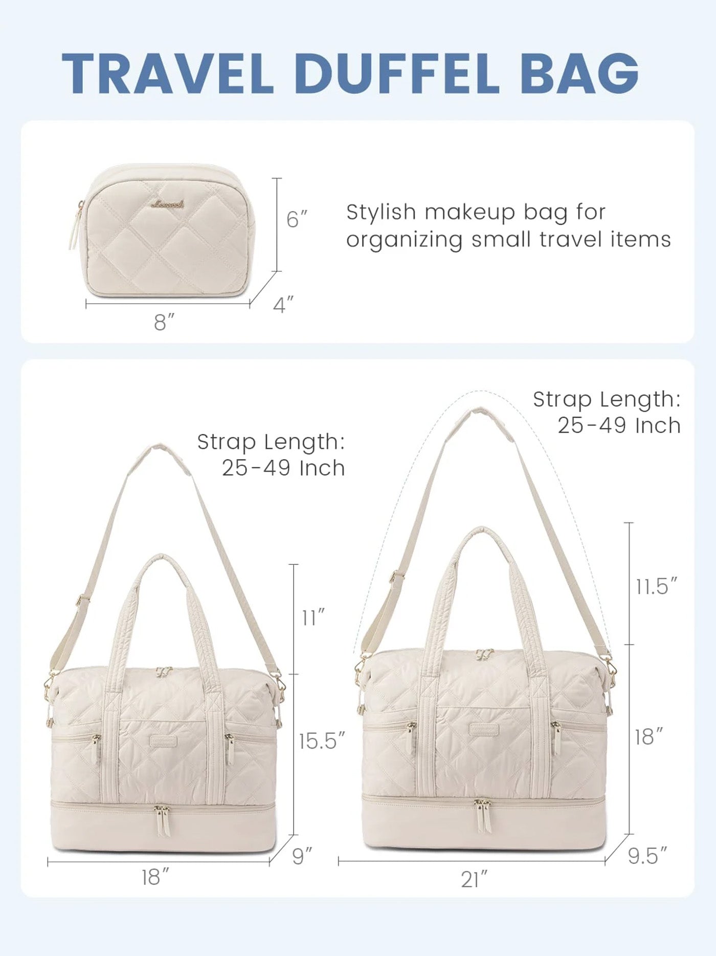 LOVEVOOK Lightweight Weekender Bag, 40L 56L 4277