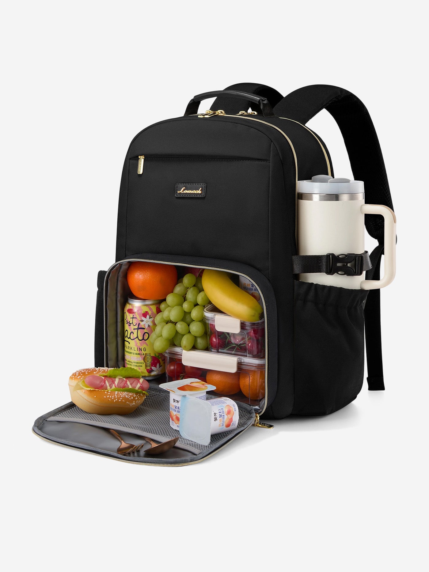 LOVEVOOK Lunch Laptop Backpack, Fits 15.6-17.3 Inch, with Insulated Lunch Compartment & Large Cup Pocket, 15.6 Inch / Blue