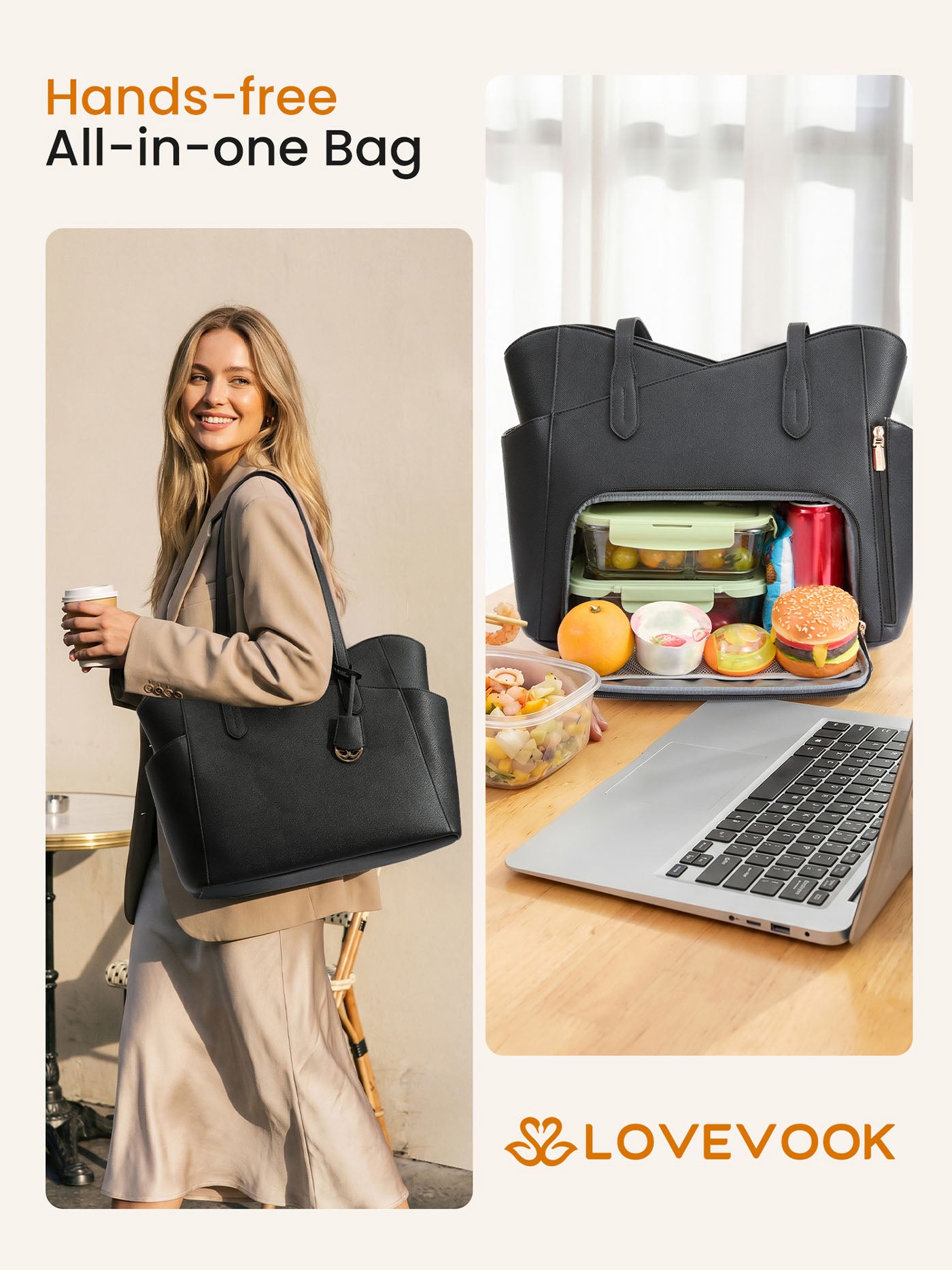 Lunch Tote Bag with Lunch Compartment 15.6" 17.3"