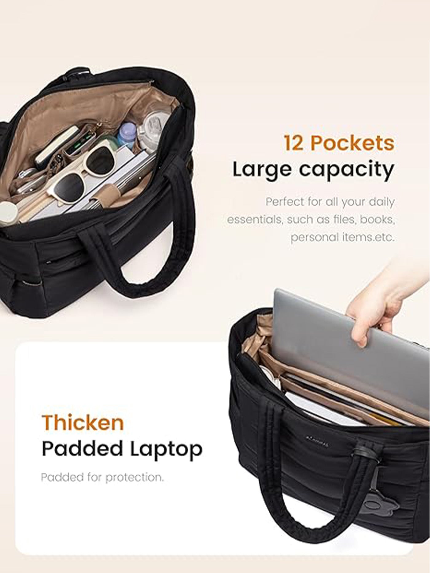 Puffer Tote Bag 15.6"17.3"