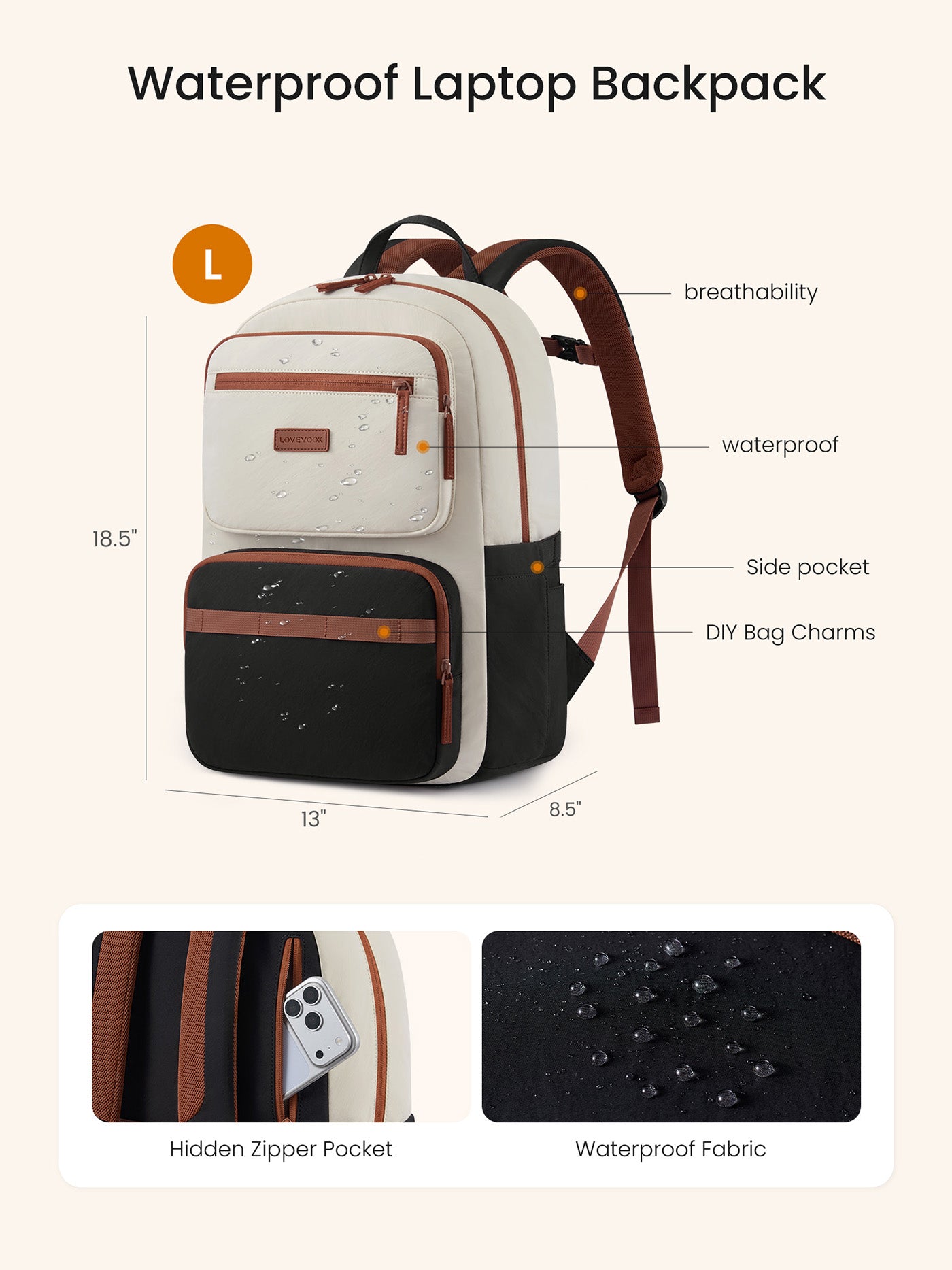 backpack school and laptop LOVEVOOK Fits 15.6-17.3 Inch Laptops, 14 Pockets, USB Charging Surf Rite Delux Striper collections-carryOn This high Size:TSR-20000PA