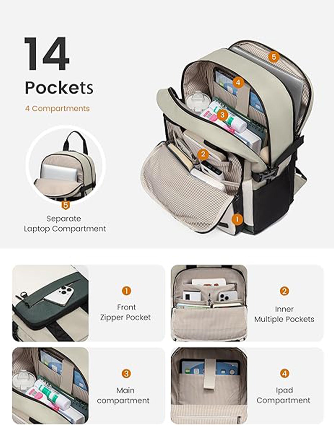 LOVEVOOK School Backpack 15.6" & 17.3" Large Capacity Waterproof with  Laptop Compartment