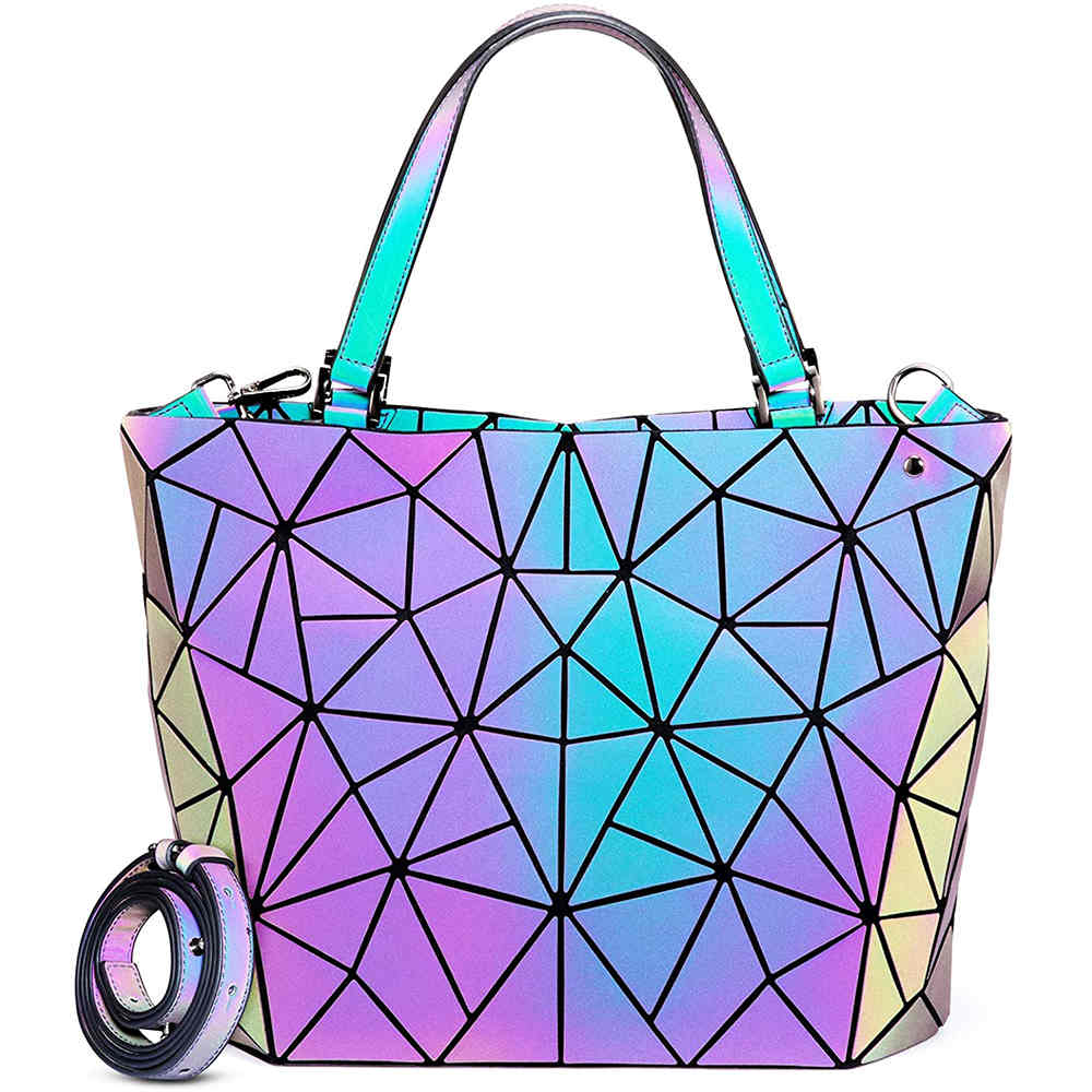 LOVEVOOK Geometric Luminous Shoulder Bag with Crossbody Strap iridescent - Lovevook