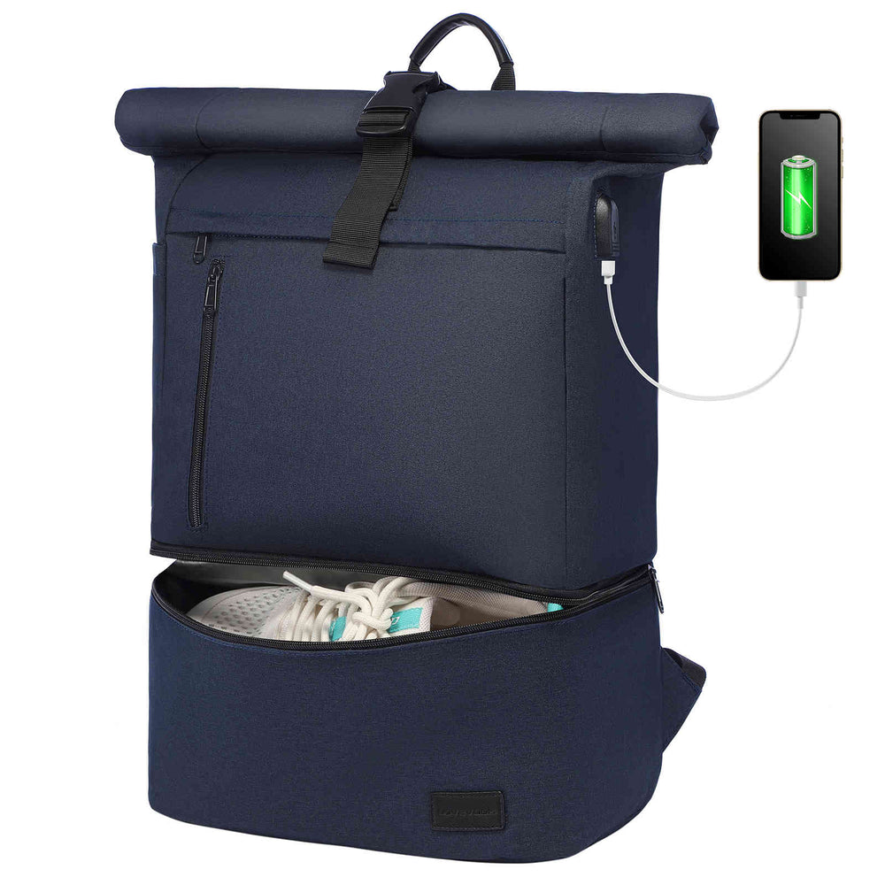 LOVEVOOK Rolltop backpack for men, separate waterproof pocket, Fit 17 inch - Lovevook