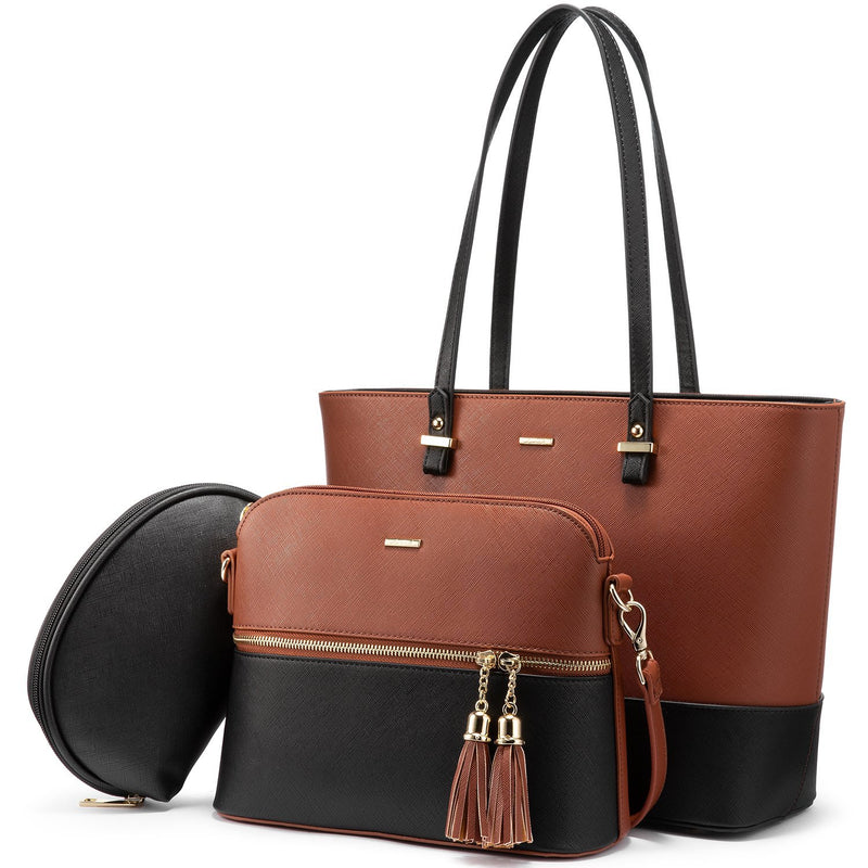 Women Tote Bag Tassels Leather Shoulder Handbags Fashion Ladies Purses  Satchel Messenger Bags - Red 