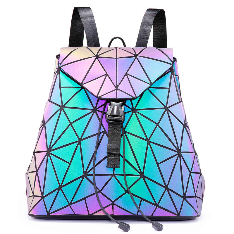 PYFK Geometric Backpack Luminous Holographic Purse