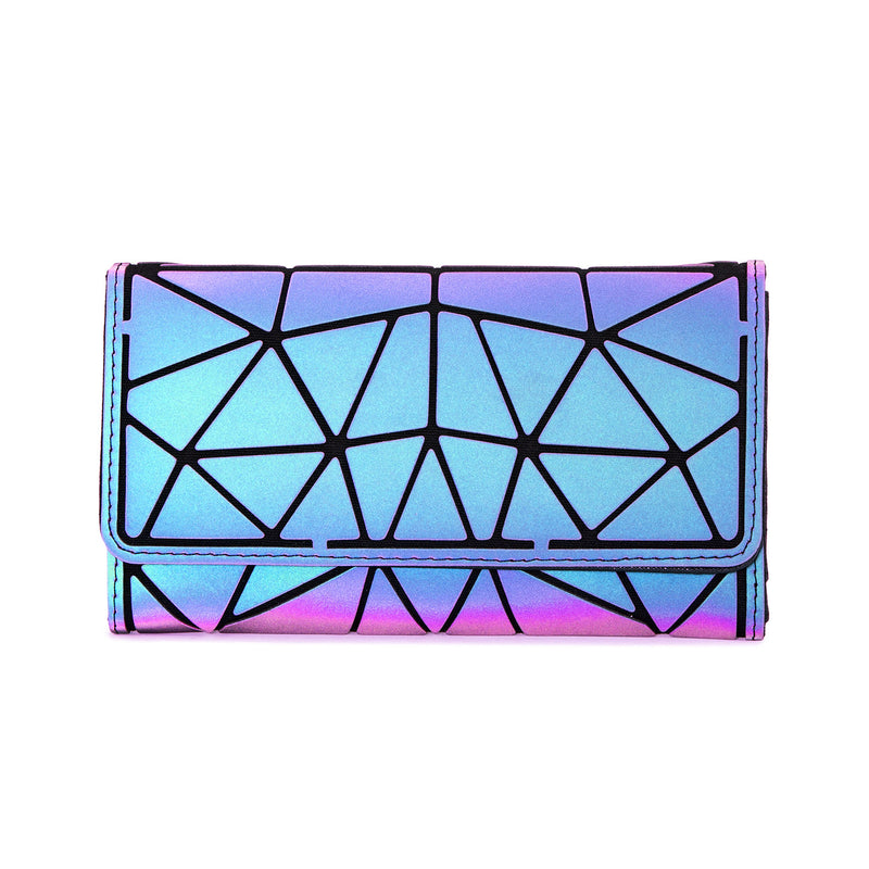 Geometric Luminous Trifold Wallet Holographic Reflective