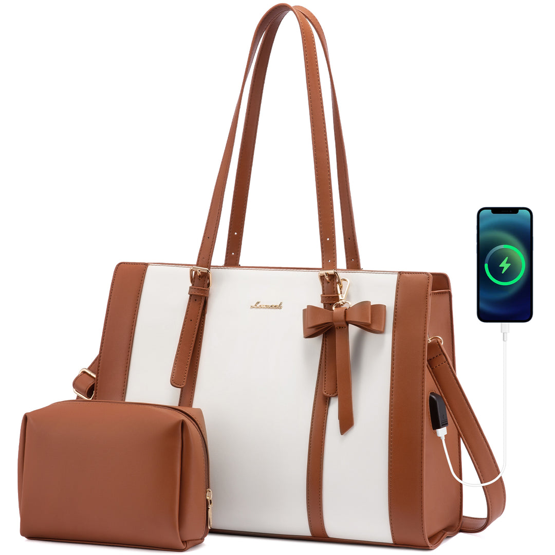 LOVEVOOK Laptop Shoulder Bag for Women, with Makeup bag, Fit 15.6 inch - Lovevook