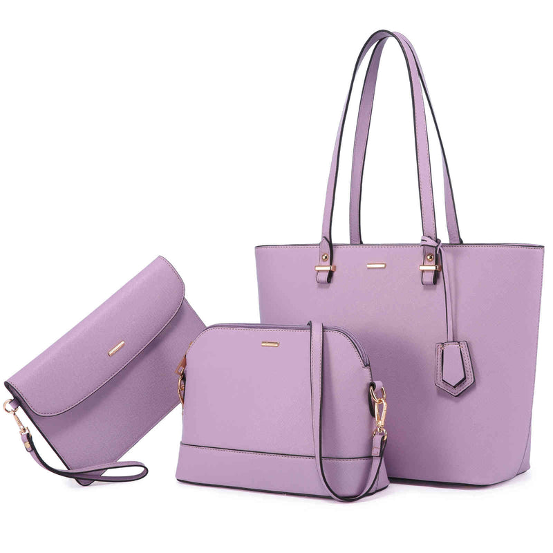 High Quality 3 Pcs Set PU Leather Women's Handbags Wide Strap Famous Brand Designer Shoulder Cross