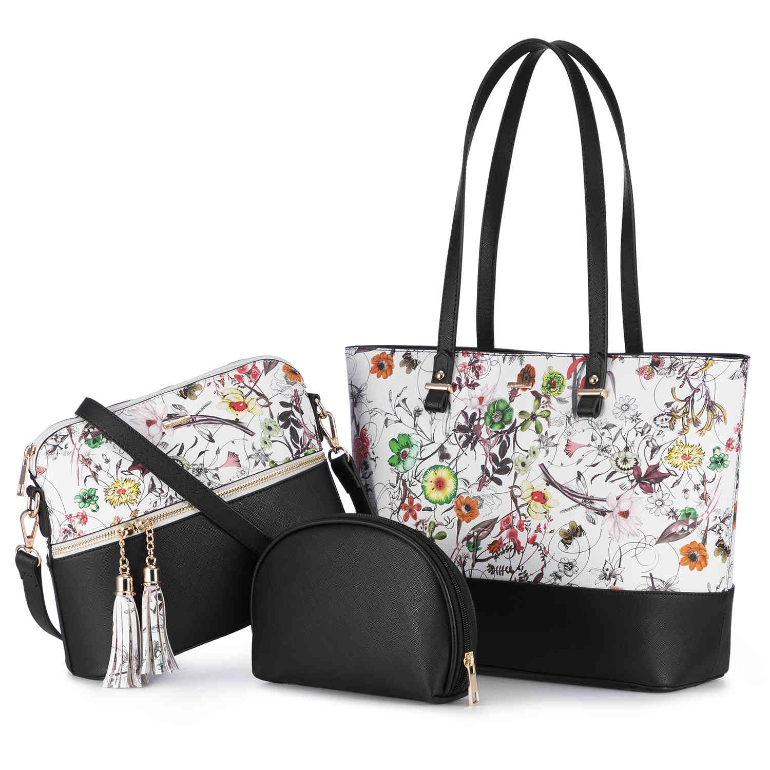 LOVEVOOK 3pcs Shoulder Bags Set for Women, Floral Patterns - Lovevook