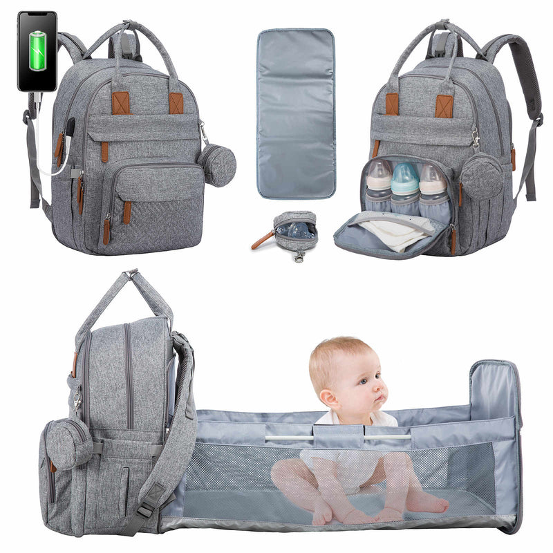 LOVEVOOK Diaper Backpack with Changing Station with Curtain, Changing Pad, Pacifier Holder, with USB Charing Port - Lovevook