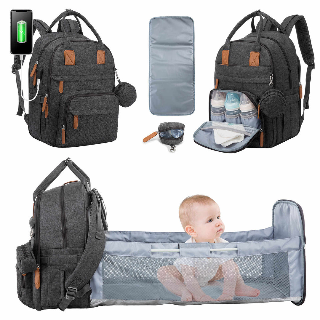 LOVEVOOK Diaper Backpack with Changing Station with Curtain, Changing Pad, Pacifier Holder, with USB Charing Port - Lovevook