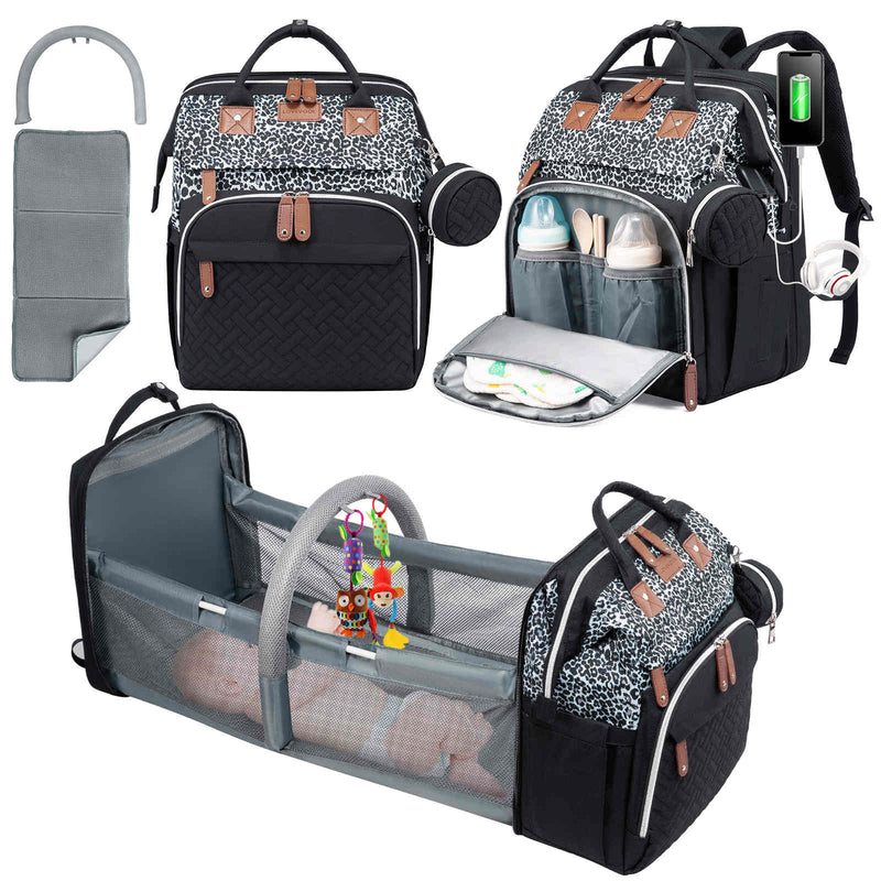 Diaper Bag Backpack with Changing Station, VICVEO Large Baby Diaper Bags  for Boys Girls, Waterproof Travel Back Pack with Bassinet, Portable  Changing Pad, Pacifier Case & Stroller Straps 