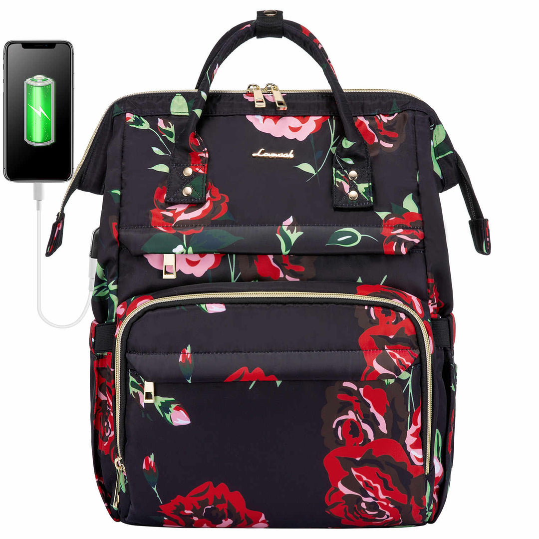 LOVEVOOK Laptop Backpack for Women, Floral Design, fit 15.6" Laptop - Lovevook